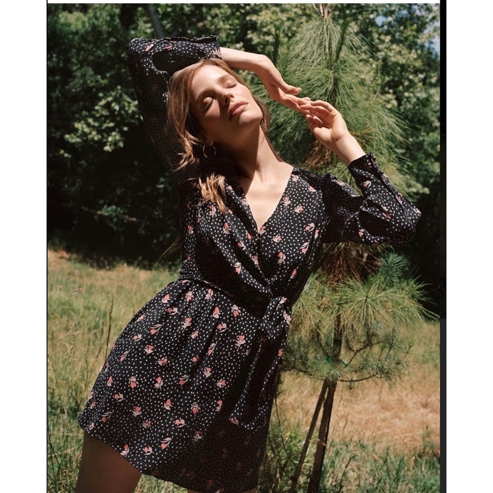 Fiveseventyfive 575 tulip print twill wrap dress